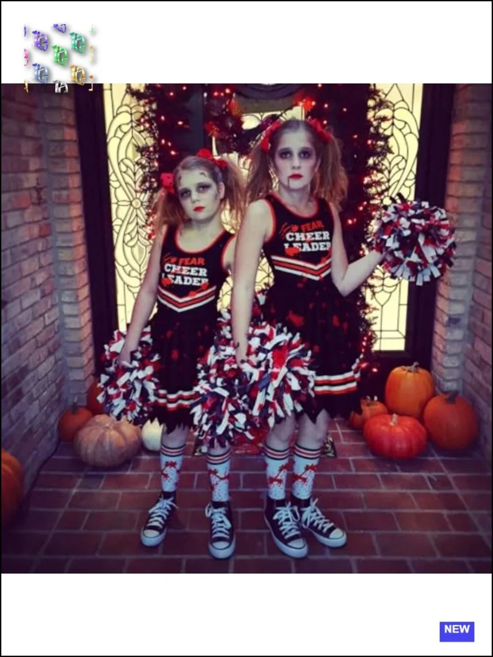 Girls Zombie Cheerleader Costume Halloween Party Outfit